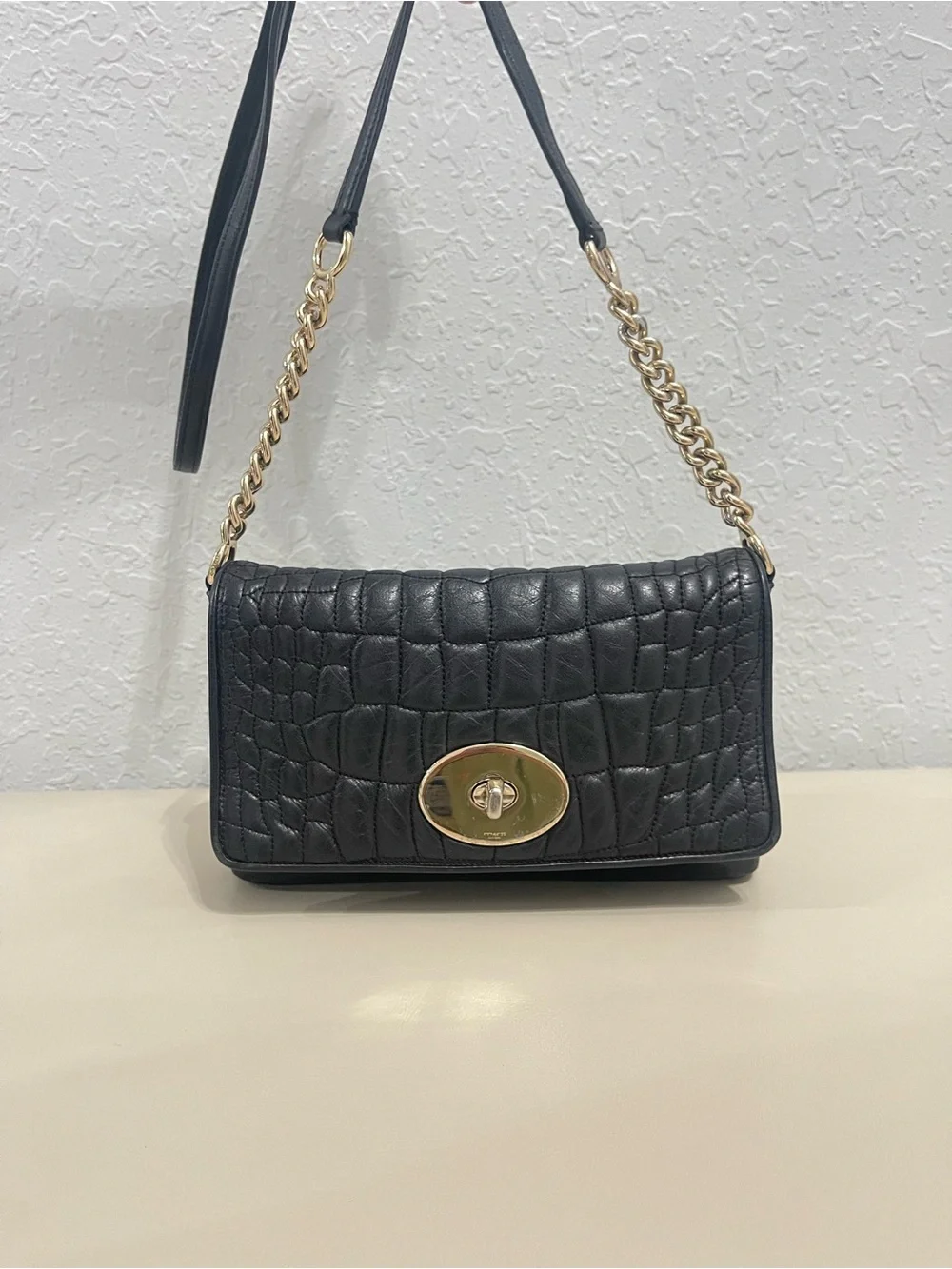 Coach Black Quilted Shoulder Bag with Gold Hardware